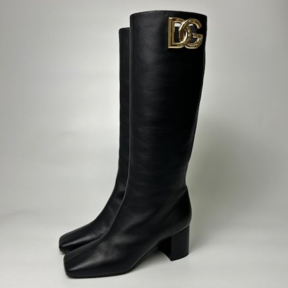 New Authentic Dolce & Gabbana Jackie Nappa Leather Boots, size 39. - Picture 1 of 15
